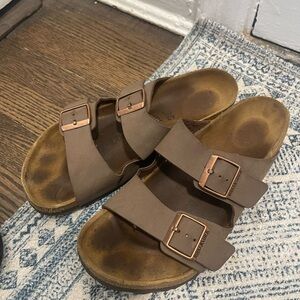 Birkenstock Brown Sandals with Copper Buckles
